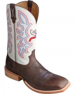 Twisted X White Hooey Cowboy Boots - Square Toe For Men's Brown