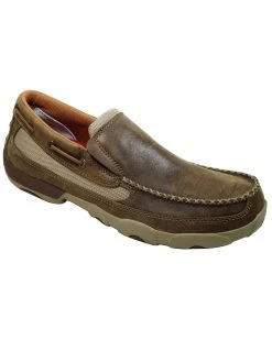 Twisted X Men's Driving Moc Slip-On Shoes Brown