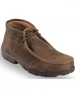 Twisted X Men's Driving Mocs Steel Toe Lace-Up Work Shoes Brown
