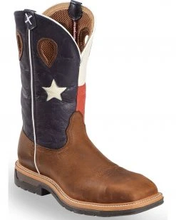 Twisted X Men's 12" Lite Cowboy Flag Steel Toe Work Boots Brown