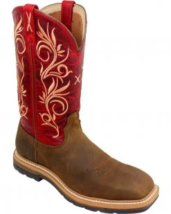 Twisted X Red Lite Cowgirl Work Boots - Steel Toe For Women's Distressed