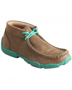 Twisted X Kid's Brown And Turquoise Leather Driving Mocs For Boys' Bomber