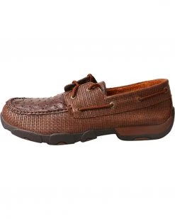 Twisted X Men's Full Quill Ostrich Driving Moc Casual Shoes Brown -Twisted X shop 2000214563 200 LT