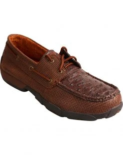 Twisted X Men's Full Quill Ostrich Driving Moc Casual Shoes Brown -Twisted X shop 2000214563 200 P1 1