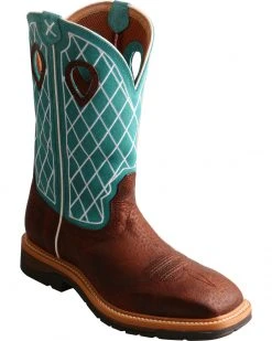 Twisted X Men's Lite Pattern Square Toe Western Work Boots Brown -Twisted X shop 2000222064 200 P1 1
