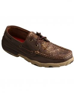 Twisted X Women's Embossed Floral Driving Mocs - Moc Toe Brown