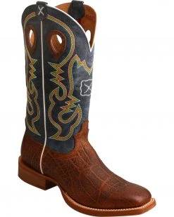 Twisted X Men's Ruff Stock Elephant Print Cowboy Boots - Square Toe