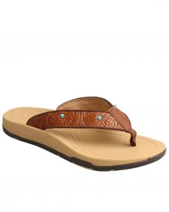 Twisted X Women's Tooled Studded Sandals Tan