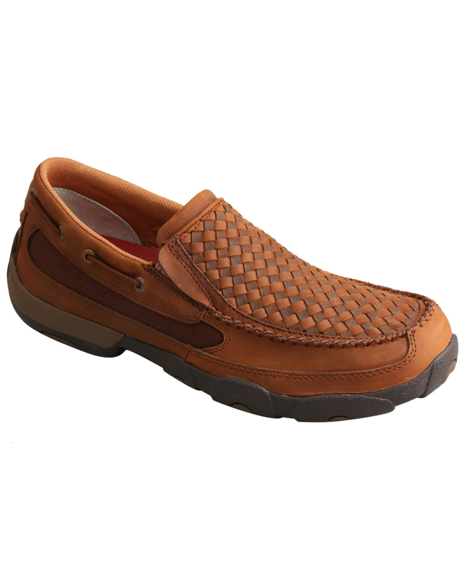 Twisted X Men's Basket Weave Slip-On Shoes - Moc Toe Brown 3 Twisted X Men's Basket Weave Slip-On Shoes - Moc Toe Brown