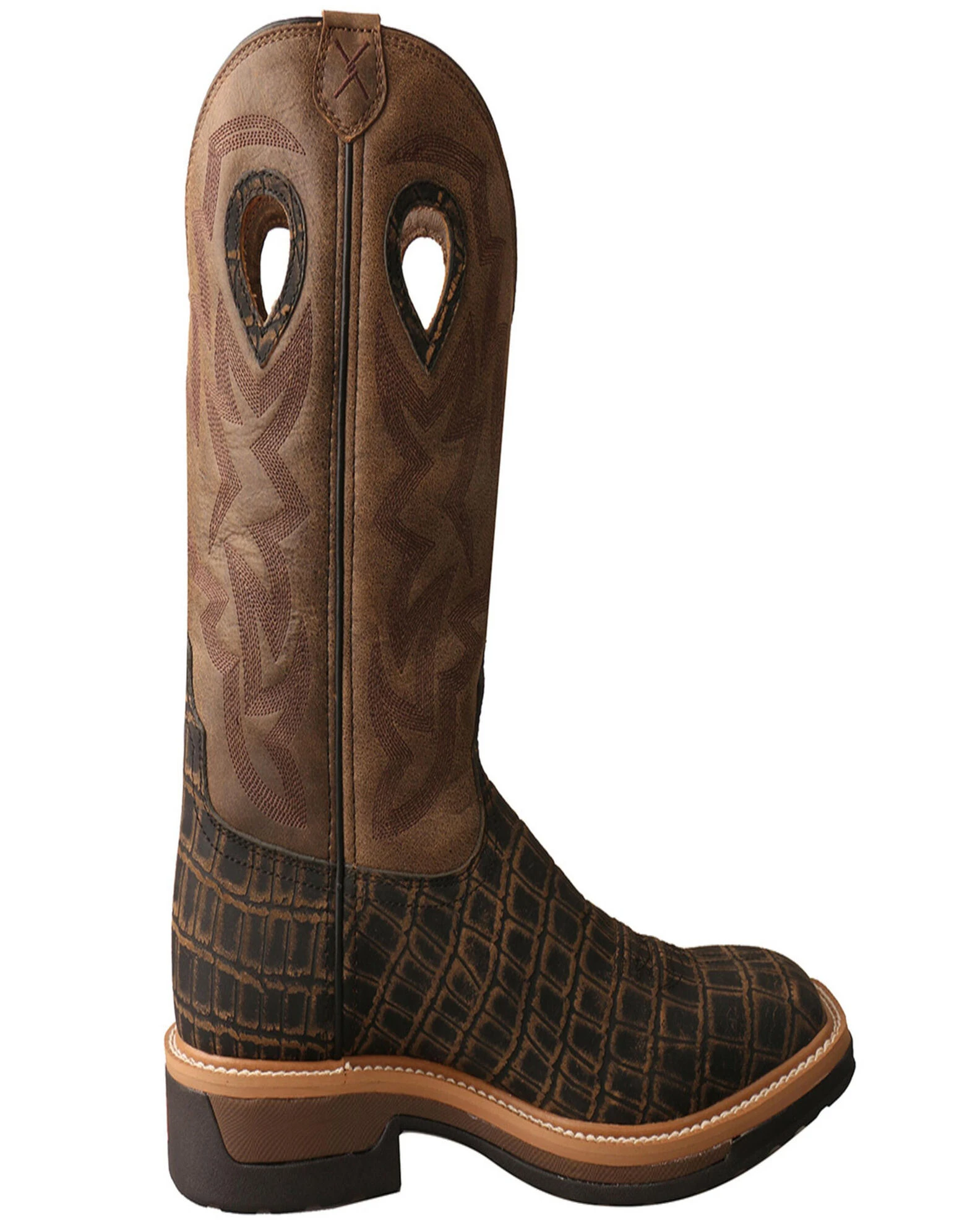 Twisted X Men's Lite Western Work Lite Caiman Print Boots Brown 4 Twisted X Men's Lite Western Work Lite Caiman Print Boots Brown - Image 2