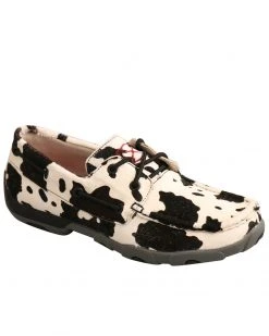 Twisted X Women's Hair On Hide Boat Shoes - Moc Toe Black/white -Twisted X shop 2000296234 944 P1 1