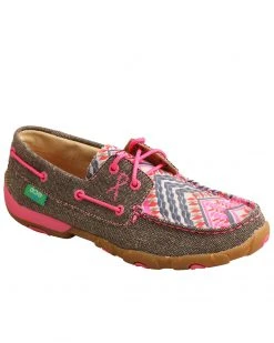 Twisted X Women's Eco Pink Multi Canvas Driving Shoe - Moc Toe -Twisted X shop 2000296284 900 P1 1