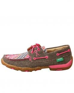 Twisted X Women's Eco Pink Multi Canvas Driving Shoe - Moc Toe -Twisted X shop 2000296284 900 P3