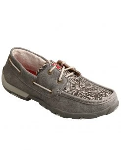 Twisted X Women's Tooled Boat Shoes - Moc Toe Grey -Twisted X shop 2000308265 020 P1 1