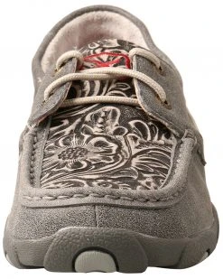 Twisted X Women's Tooled Boat Shoes - Moc Toe Grey -Twisted X shop 2000308265 020 P5