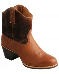 Twisted X Women's Hair-On Western Booties - Round Toe Brown