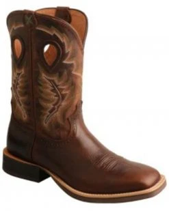 Twisted X shop 25 Twisted X Men's Brown Ruff Stock Western Boots - Square Toe Dark Brown