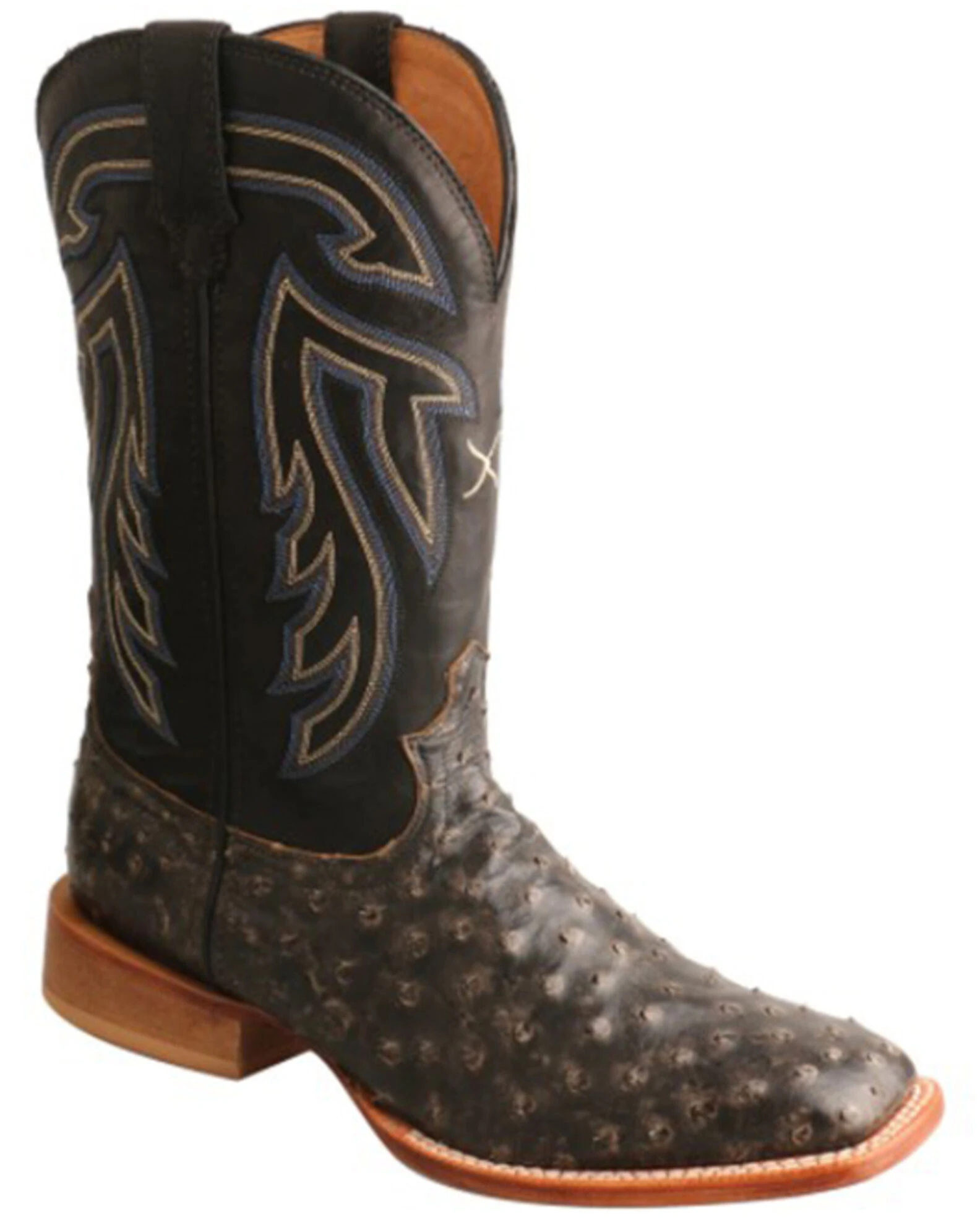 Twisted X Twistex X Men's Ruff Stock Fill-Quill Ostrich Vamp Exotic Western Boot - Wide Square Toe Black 3 Twisted X Twistex X Men's Ruff Stock Fill-Quill Ostrich Vamp Exotic Western Boot - Wide Square Toe Black