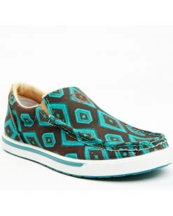 Twisted X Women's Southwestern Pattern Casual Kicks Slip-On Shoes - Moc Toe Chocolate/turquoise -Twisted X shop 2000356914 905 P1 1