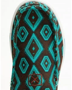 Twisted X Women's Southwestern Pattern Casual Kicks Slip-On Shoes - Moc Toe Chocolate/turquoise -Twisted X shop 2000356914 905 P6
