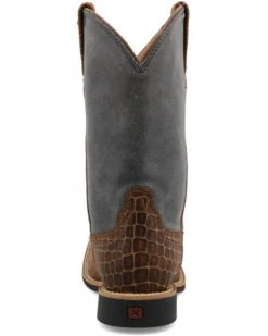 Twisted X Boys' Top Hand Brown & Blue Leather Western Boots - Wide Square Toe  Brown/blue -Twisted X shop 2000358026 907 P5
