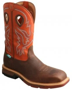 Twisted X Men's Brown Waterproof Nano Composite Western Work Boot - Square Toe 