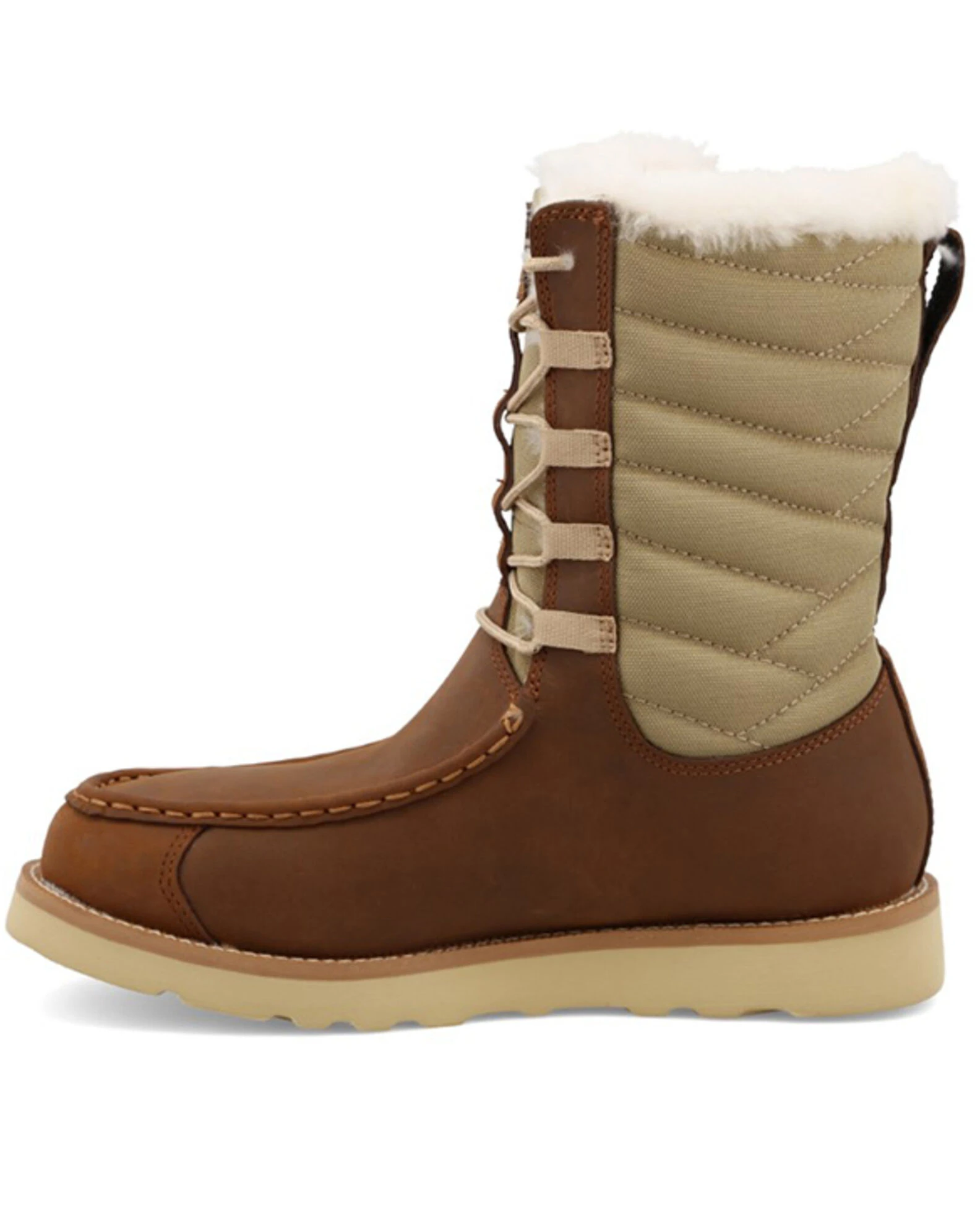 Twisted X Women's Oiled Saddle Lace-Up Shearling Lined Wedge Sole Boots - Moc Toe 5 Twisted X Women's Oiled Saddle Lace-Up Shearling Lined Wedge Sole Boots - Moc Toe - Image 3