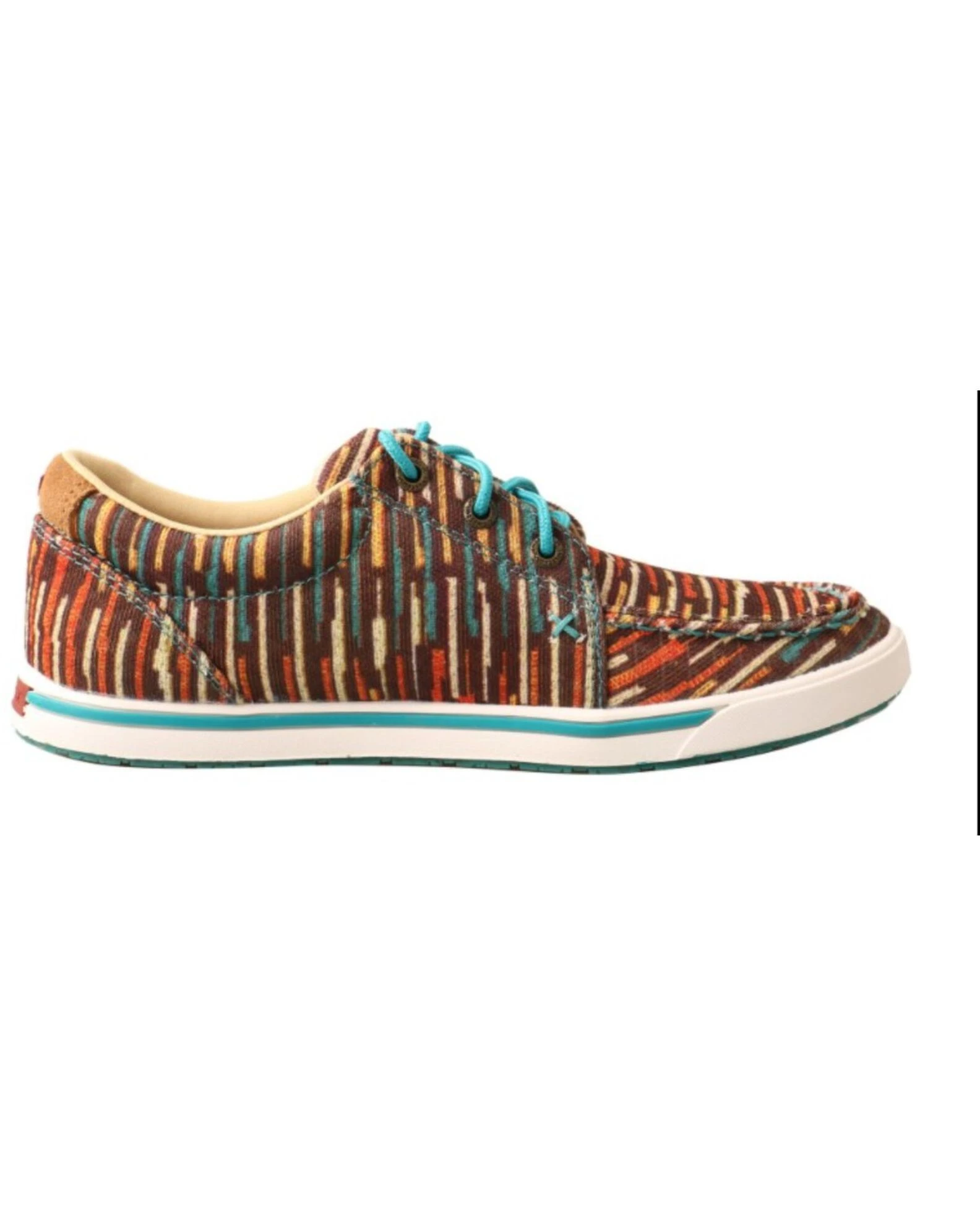 Twisted X Womens Multi Brown & Turquoise Print Lace-Up Casual Kicks - Moc Toe For Women's 4 Twisted X Womens Multi Brown & Turquoise Print Lace-Up Casual Kicks - Moc Toe For Women's - Image 2