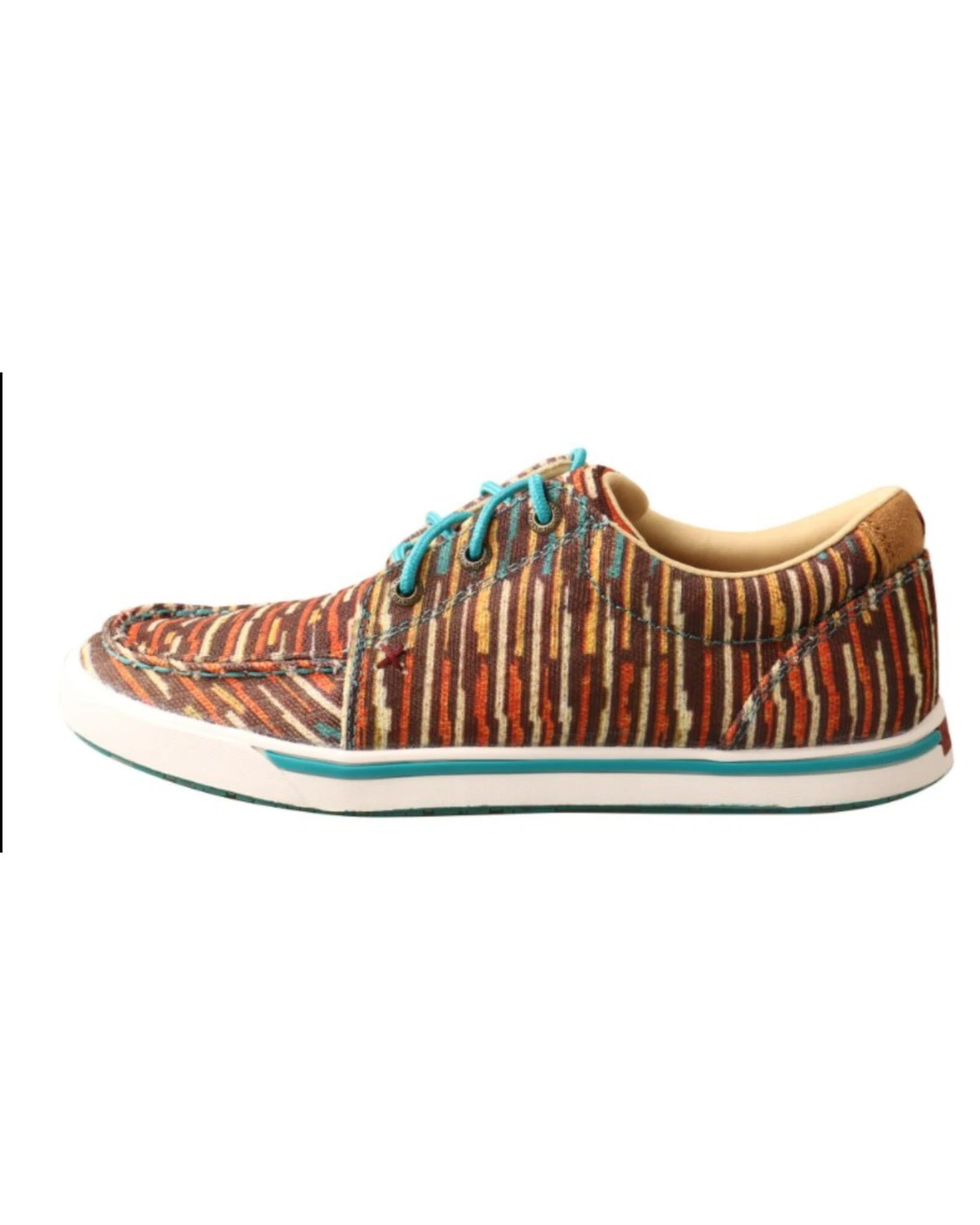 Twisted X Womens Multi Brown & Turquoise Print Lace-Up Casual Kicks - Moc Toe For Women's 5 Twisted X Womens Multi Brown & Turquoise Print Lace-Up Casual Kicks - Moc Toe For Women's - Image 3